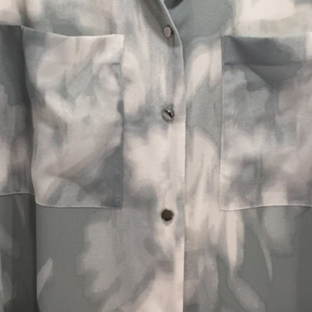 Banana Republic - Button-Up Maxi Dress Mandarin Collar, XS: Cloud Watercolor - Picture 12 of 12